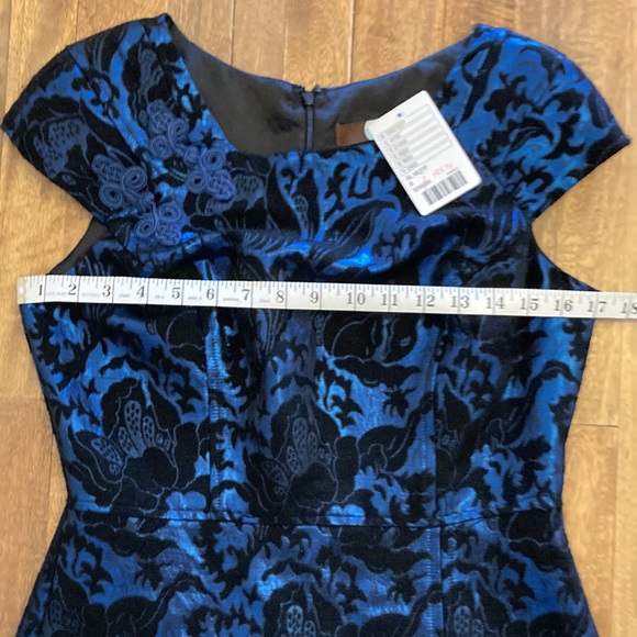 NWT Anthropologie Eva Franco blue/black damask floral dress size 6 - Picture 2 of 9